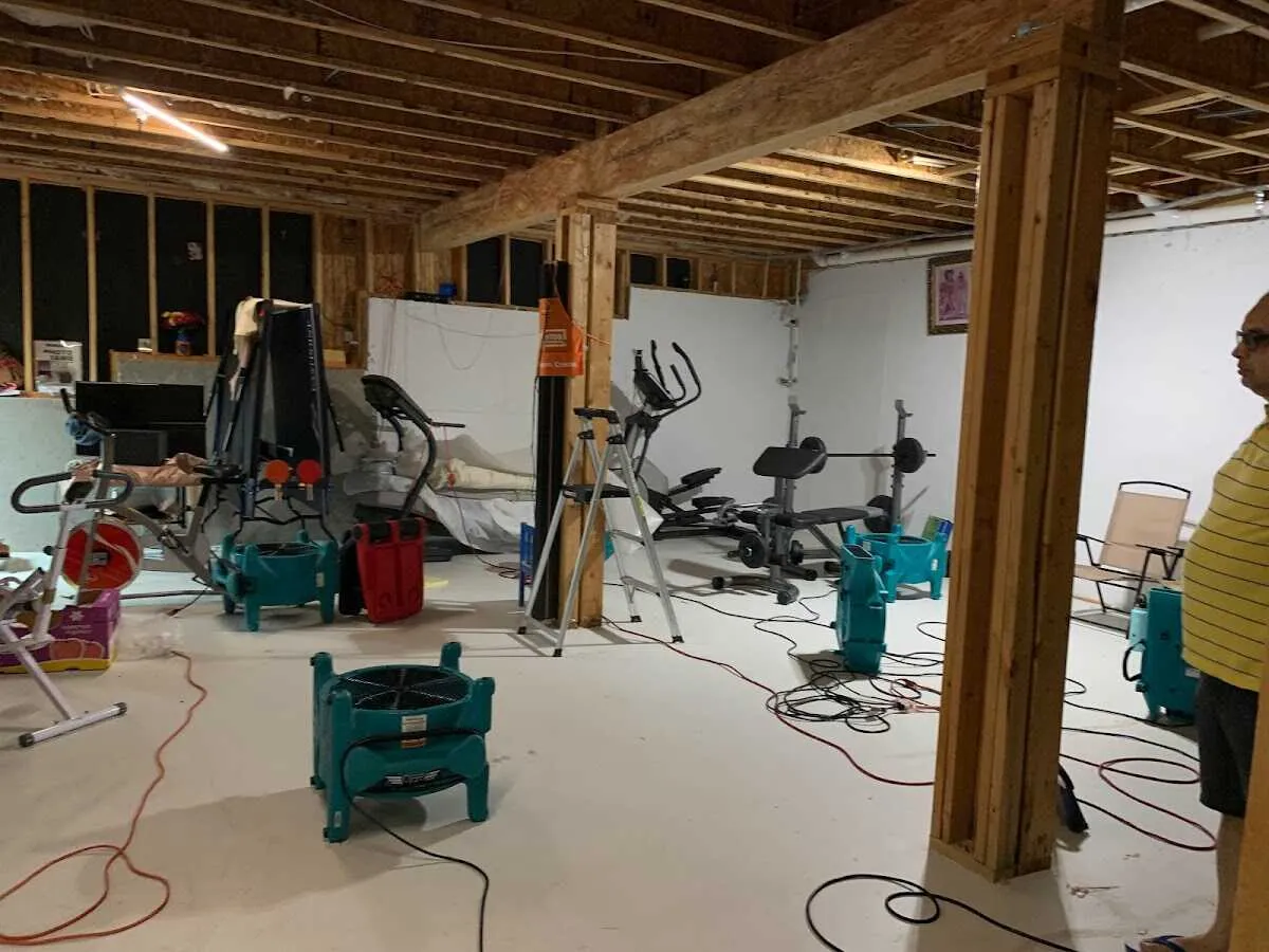 Basement drying equipment setup for Structural Drying in Naperville